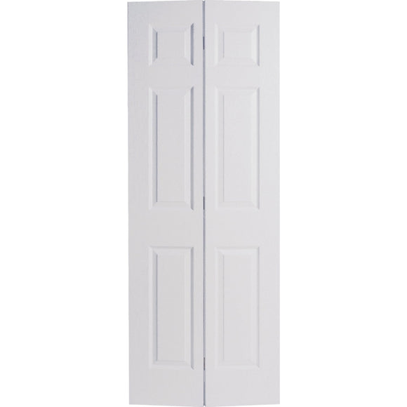 Masonite 30 In. W x 79 In. H Textured Hardboard Primed White 6-Panel 2-Door Bifold Door