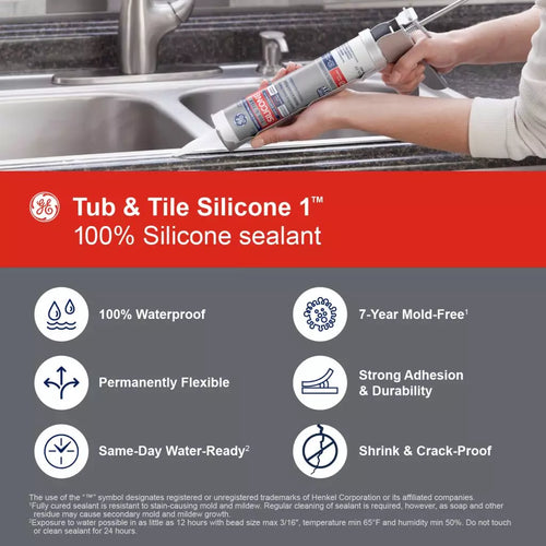Henkel Corp GE Tub & Tile Silicone 1® Sealant (10.1OZ CARTRIDGE)