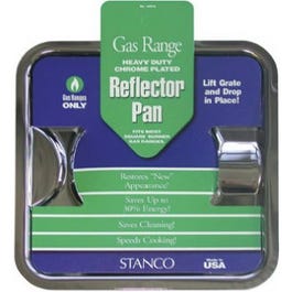 Gas Range Reflector Pan, Square, Chrome 7.75-In.