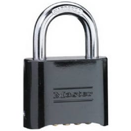 2-In. Combination Padlock, Black-Finish, Solid-Brass Case, Resettable