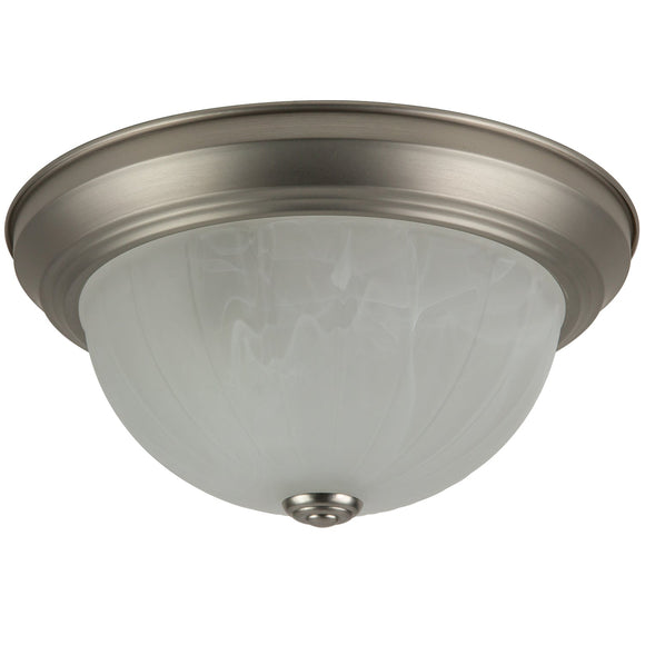 Sunlite Decorative Dome Ceiling Fixture (Brushed Nickel Finish, Alabaster Glass, 11″)