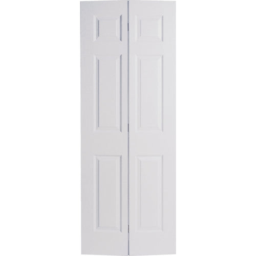 Masonite 30 In. W x 79 In. H Textured Hardboard Primed White 6-Panel 2-Door Bifold Door