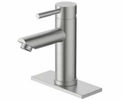 Everflow Baldor Straight Spout Single Hole Bathroom Faucet Brushed Nickel w/ Deckplate (Stainless Steel)