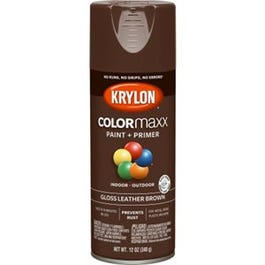 COLORmaxx Spray Paint + Primer, Gloss Leather Brown, 12-oz.