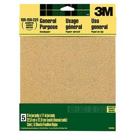 Aluminum Oxide Sandpaper, Assorted Grits, 9 x 11-In., 5-Pk.