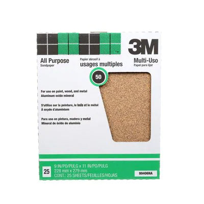 3M™ Pro-Pak™ Paint and Rust Removal (Alox), 99406NA, 9 in x 11 in, 50 Grit, 25 sht pk