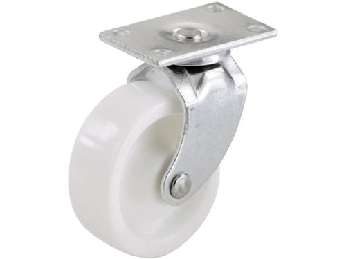 Shepherd Hardware 1-1/4-Inch Plastic Swivel Plate, Silver & White Caster, 4-Pack