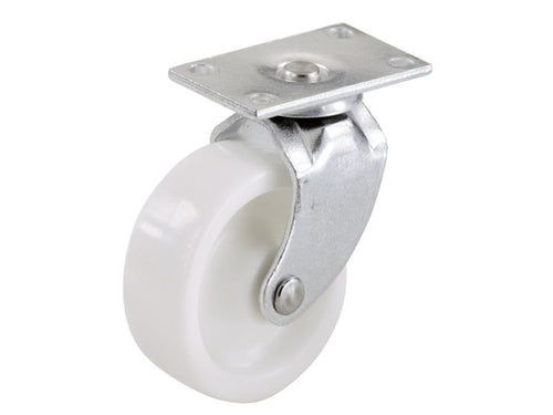 Shepherd Hardware 1-5/8-Inch Plastic Swivel Plate, Silver & White Caster, 4-Pack