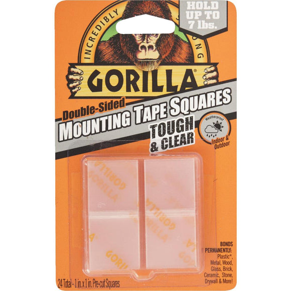 Gorilla Glue 1 In. x 1 In. 7 Lb. Capacity Permanent Clear Mounting Squares (24-Pack)