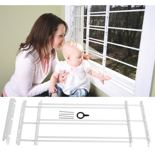 John Sterling Corp Hinged White Enamel 3-Bar Child Safety & Window Security Guard