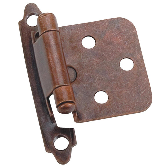 Laurey Venetian Bronze Self-Closing Overlay Hinge with Zinc Screws (2-Pack)