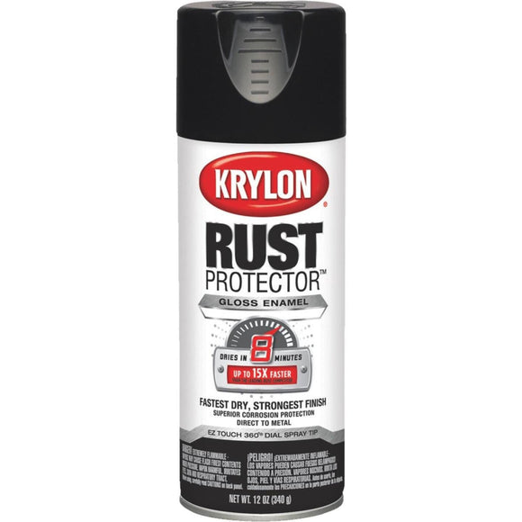 Krylon Rust Protector 12 Oz. Gloss Alkyd Enamel Spray Paint, Black